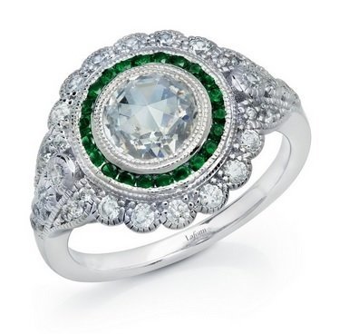 Art Deco Inspired Fashion Ring with Emerald Accents