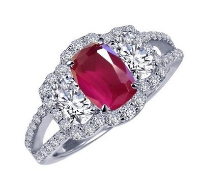 Lafonn Created-Ruby Fashion Ring with Simulated Diamond Accents