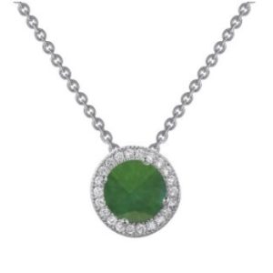 Created Emerald Round Pendant
