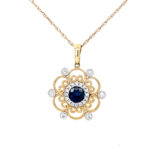 Yellow Gold Filigree Sapphire Pendant