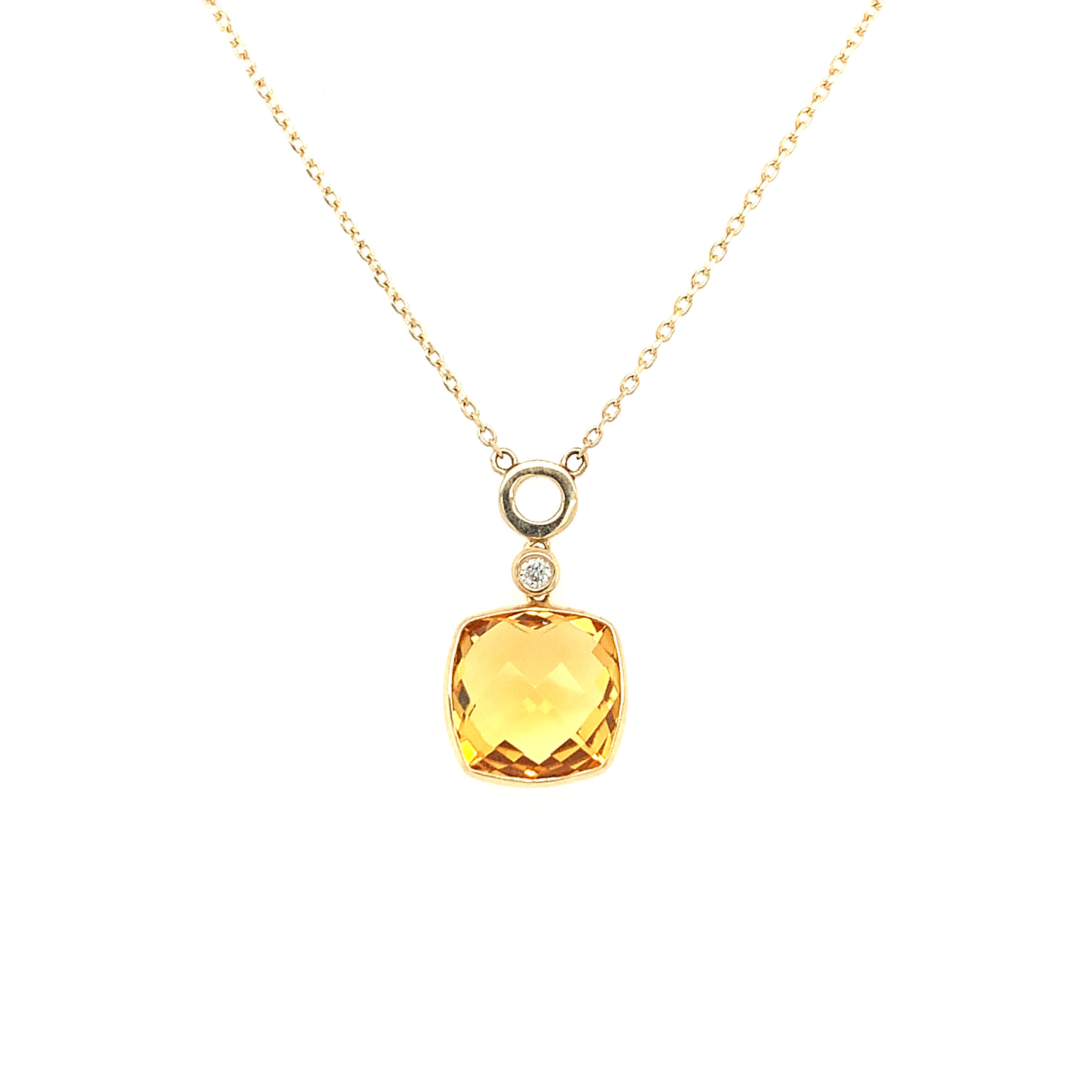 Citrine Diamond Flower Necklace in 18K Yellow Gold 0.02 ctw - Yellow Gold / Fashion Necklace | Pre-owned & Certified | used Second Hand | Womens