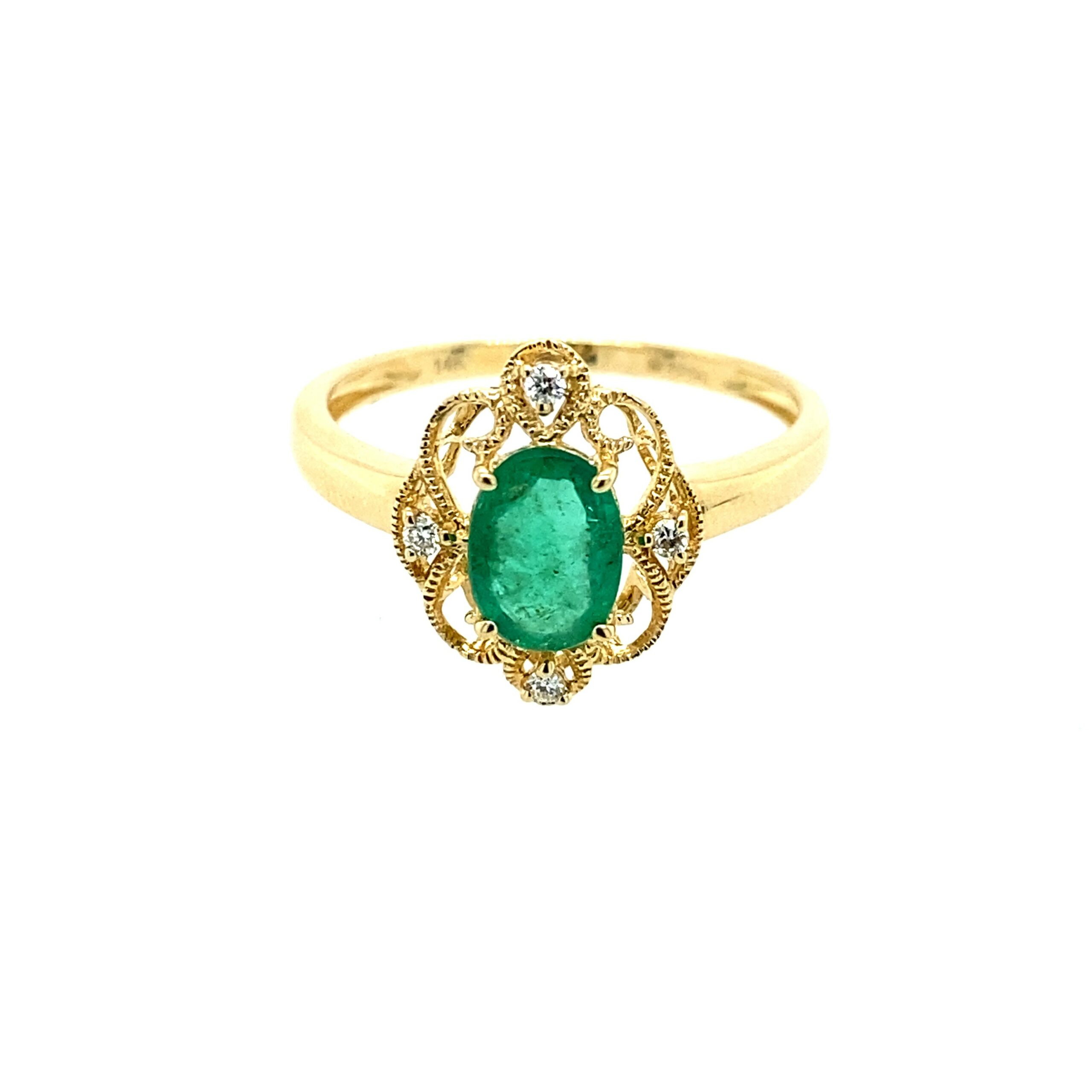 Natural Emerald Gemstone 925 Sterling Silver Yellow Gold Ring Green Emerald  — Discovered