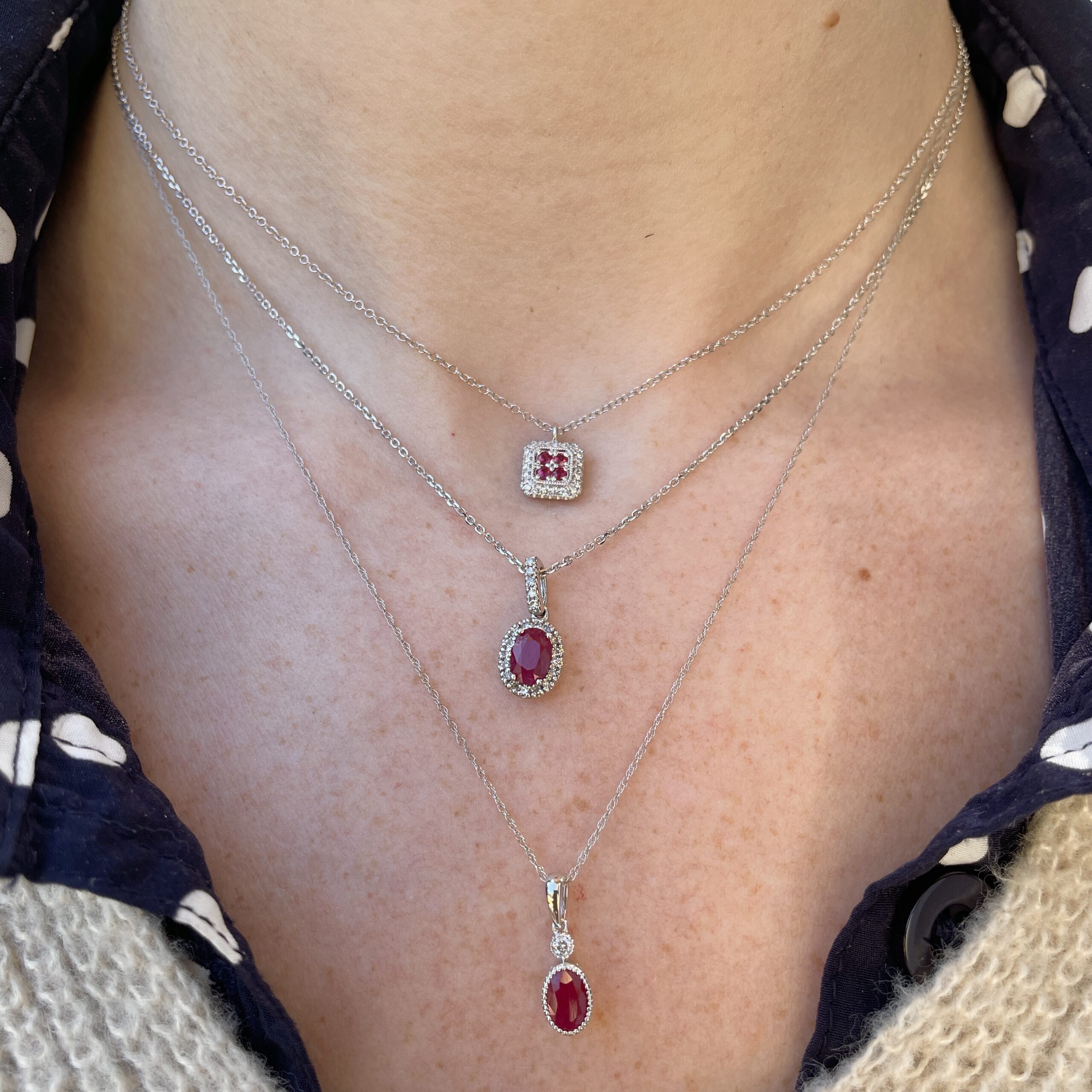 White Gold Ruby Pendant Necklace