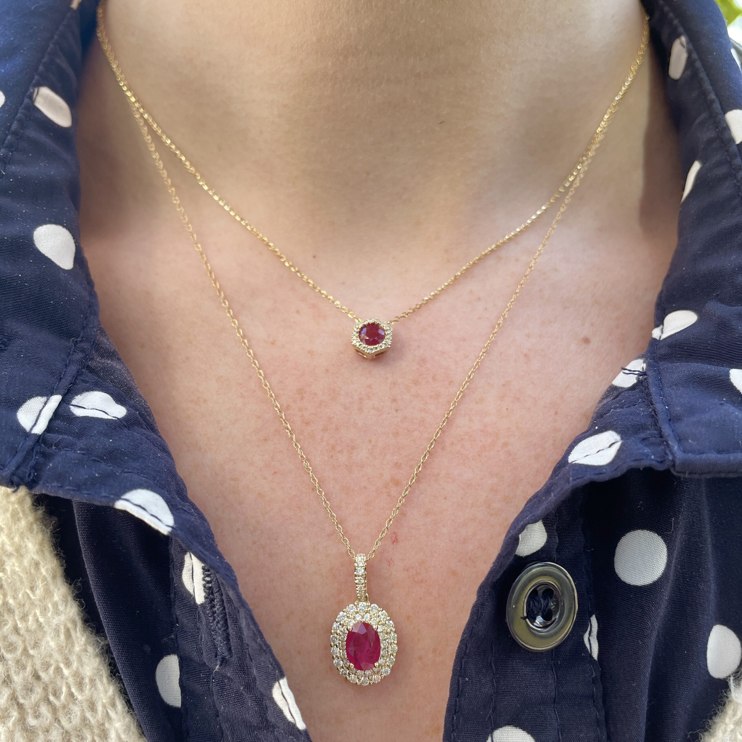 Yellow Gold Hexagon Ruby Necklace