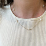 Yellow Gold Pearl Station Necklace