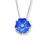 Sterling Silver Blue Rose Necklace with Sapphire