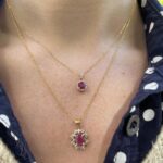 Yellow Gold Ruby Necklace with Diamonds