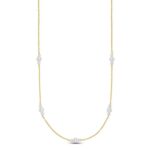 Yellow Gold Pearl Station Necklace