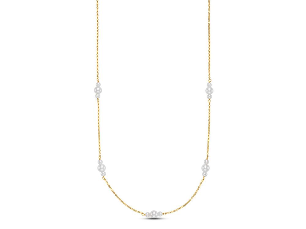 Yellow Gold Pearl Station Necklace