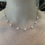 White Gold Freshwater Pearl Station Necklace