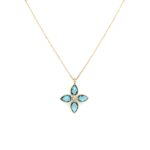 Yellow Gold Blue Topaz and Diamond Briolette Necklace