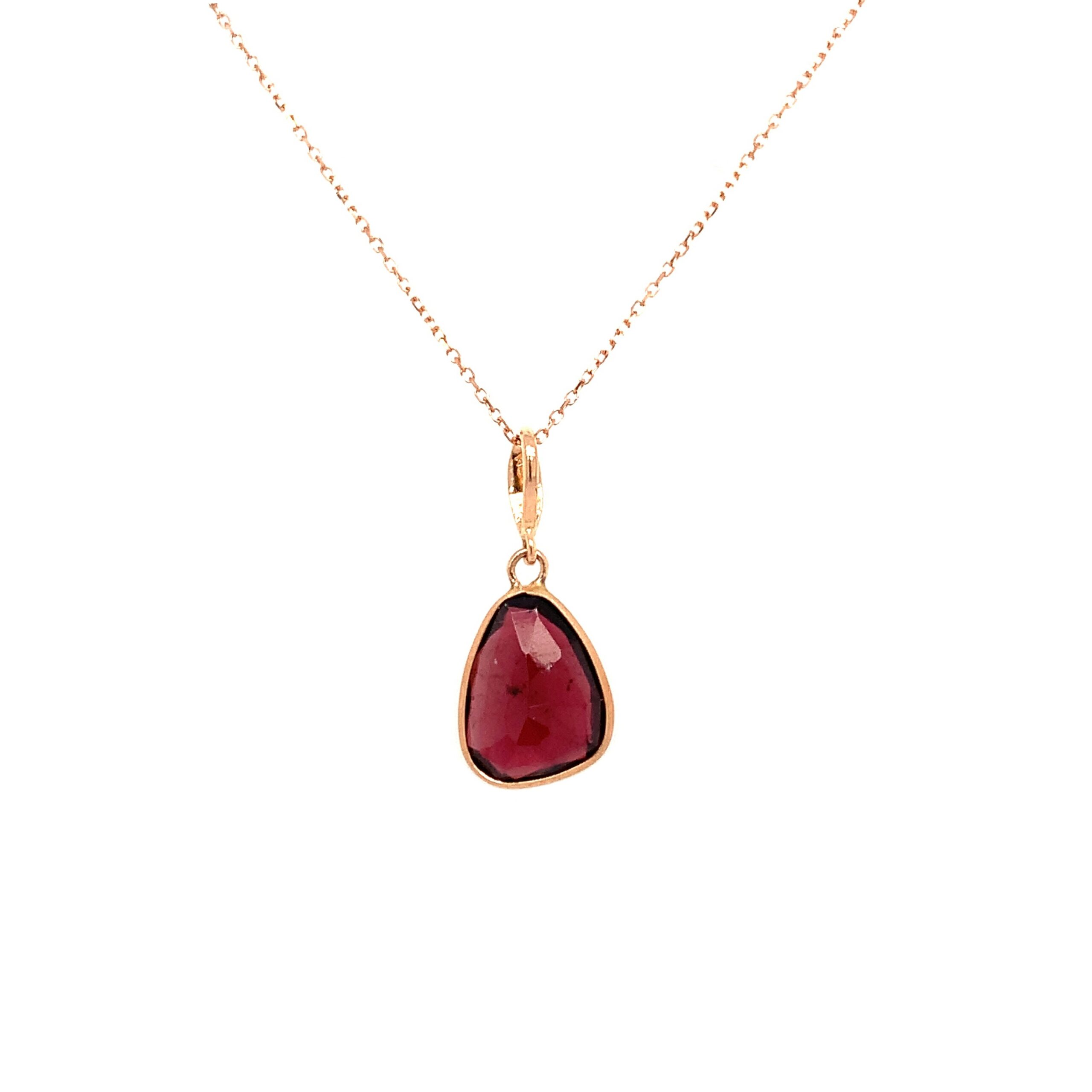 Rose Gold Rhodolite Garnet Pendant Necklace