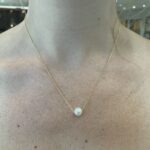 Yellow Gold Floating Pearl Necklace