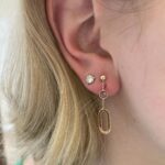 Yellow Gold Amethyst Drop Link Earrings