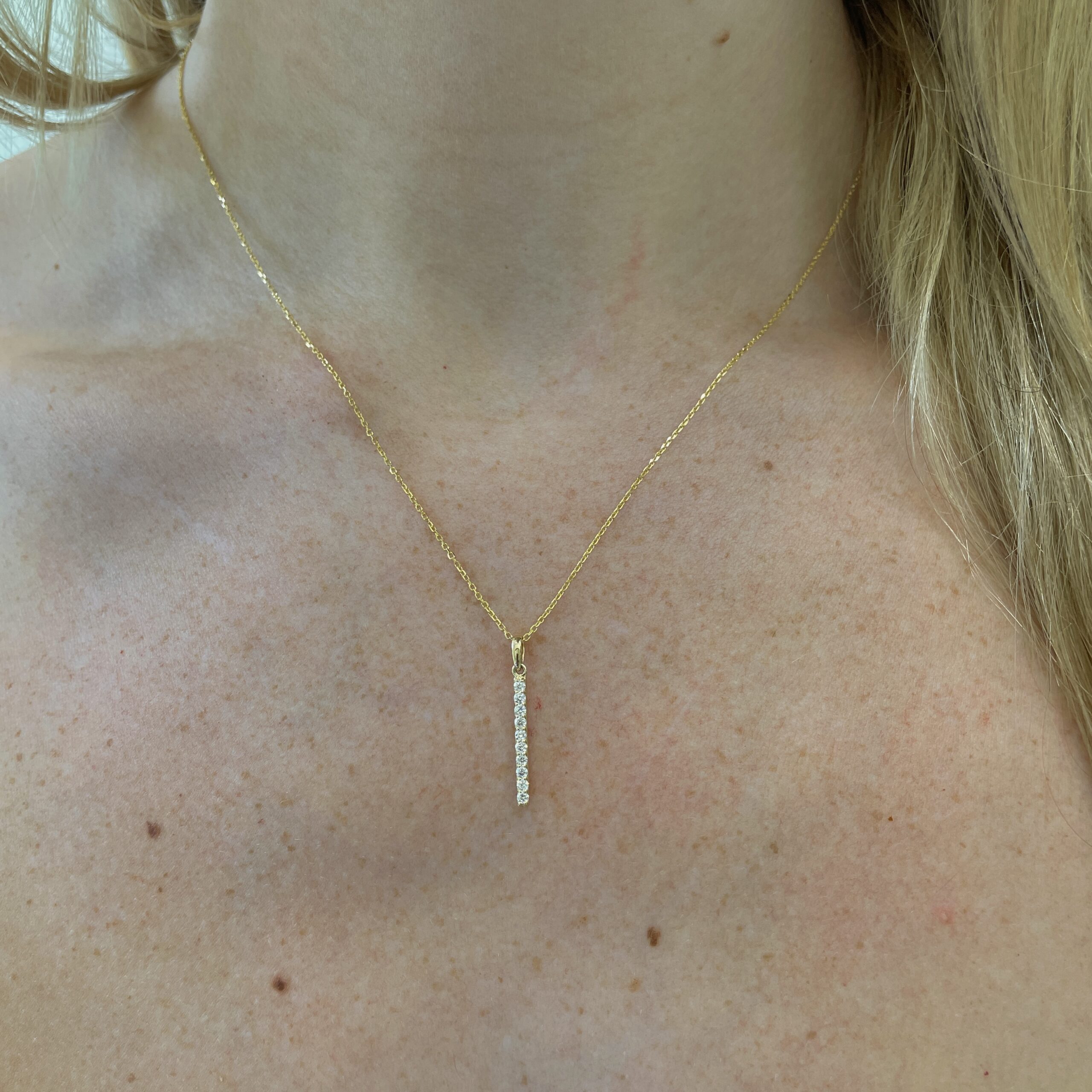 Yellow Gold Diamond Bar Necklace