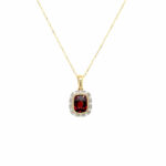 Yellow Gold Garnet and Diamond Necklace