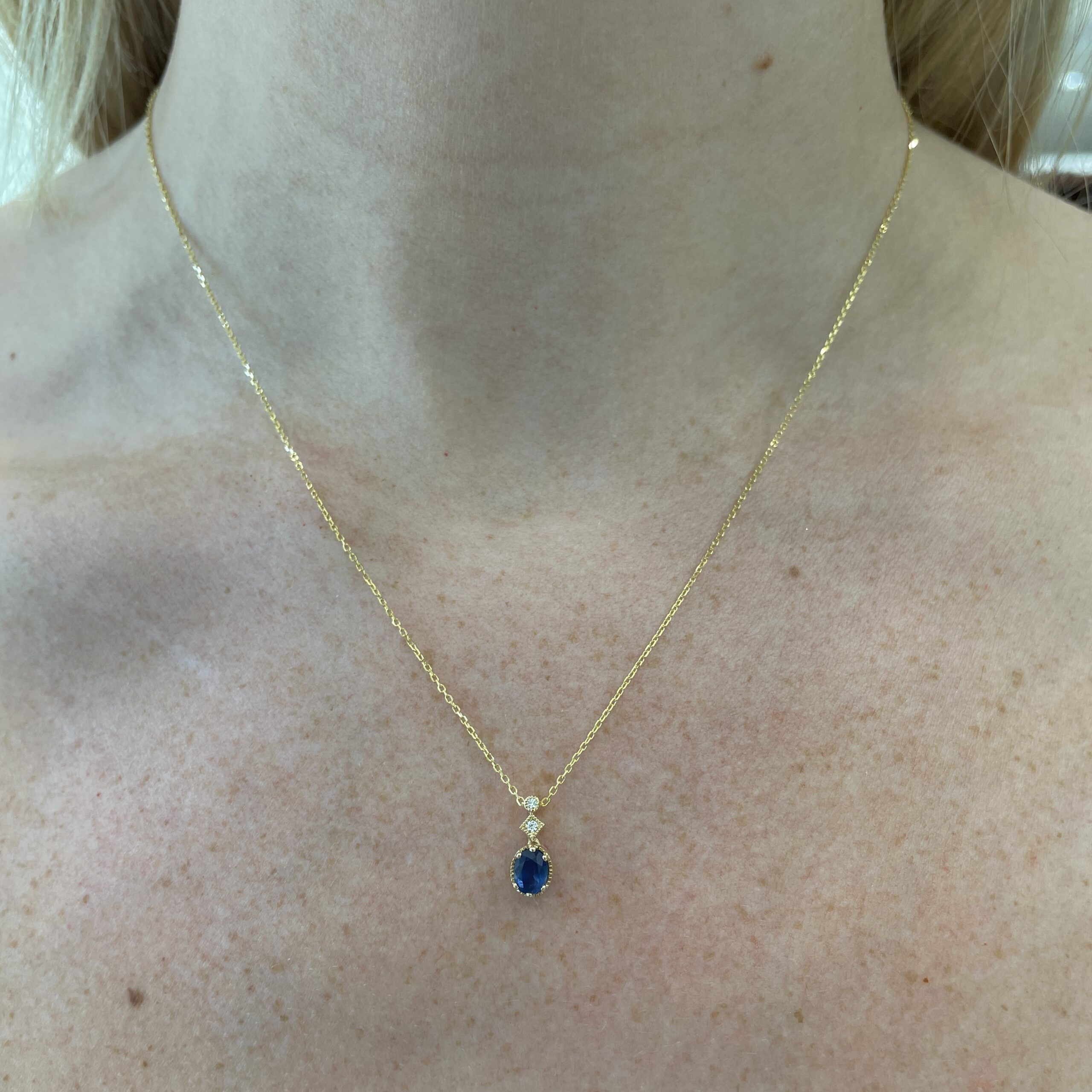 Yellow Gold Sapphire and Diamond Necklace