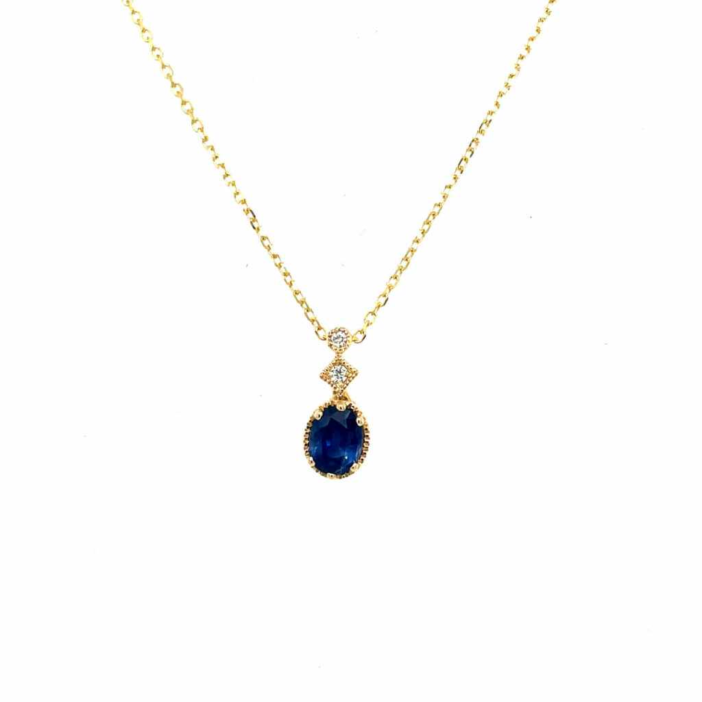 Yellow Gold Sapphire and Diamond Necklace