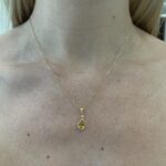 Yellow Gold Citrine and Diamond Drop Necklace