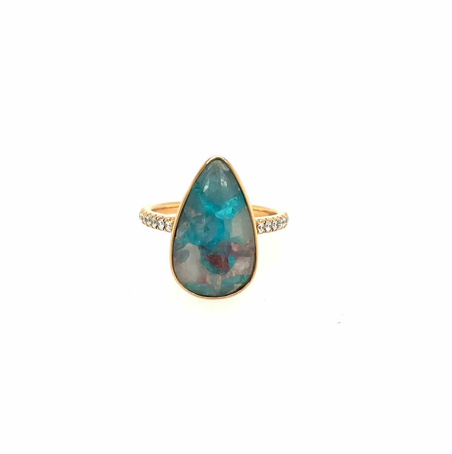 Rose Gold Paraiba Tourmaline and Diamond Ring