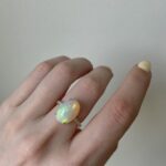 Yellow Gold Opal and Diamond Ring