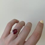 Estate: Yellow Gold Treated Ruby and Diamond Ring