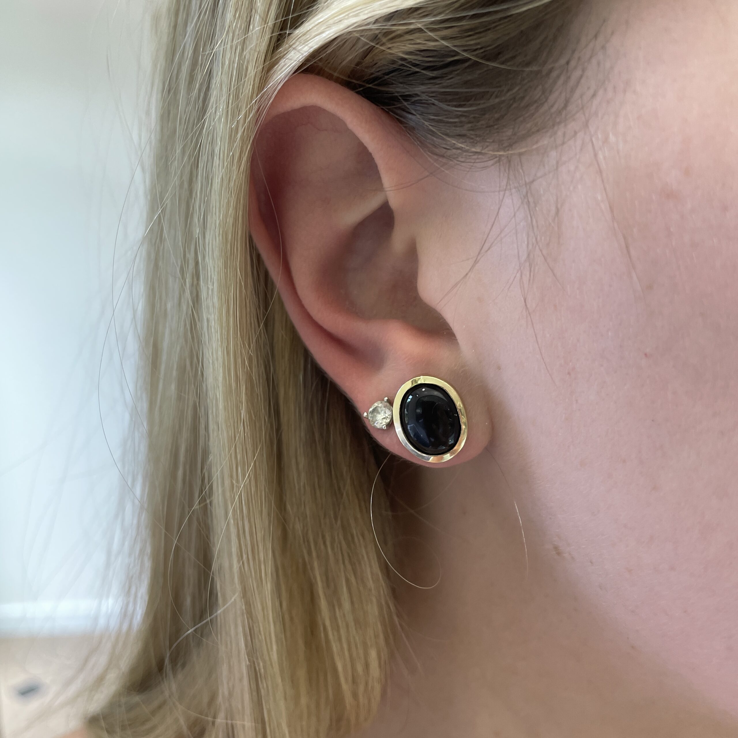 Estate: Yellow Gold and Onyx Earrings