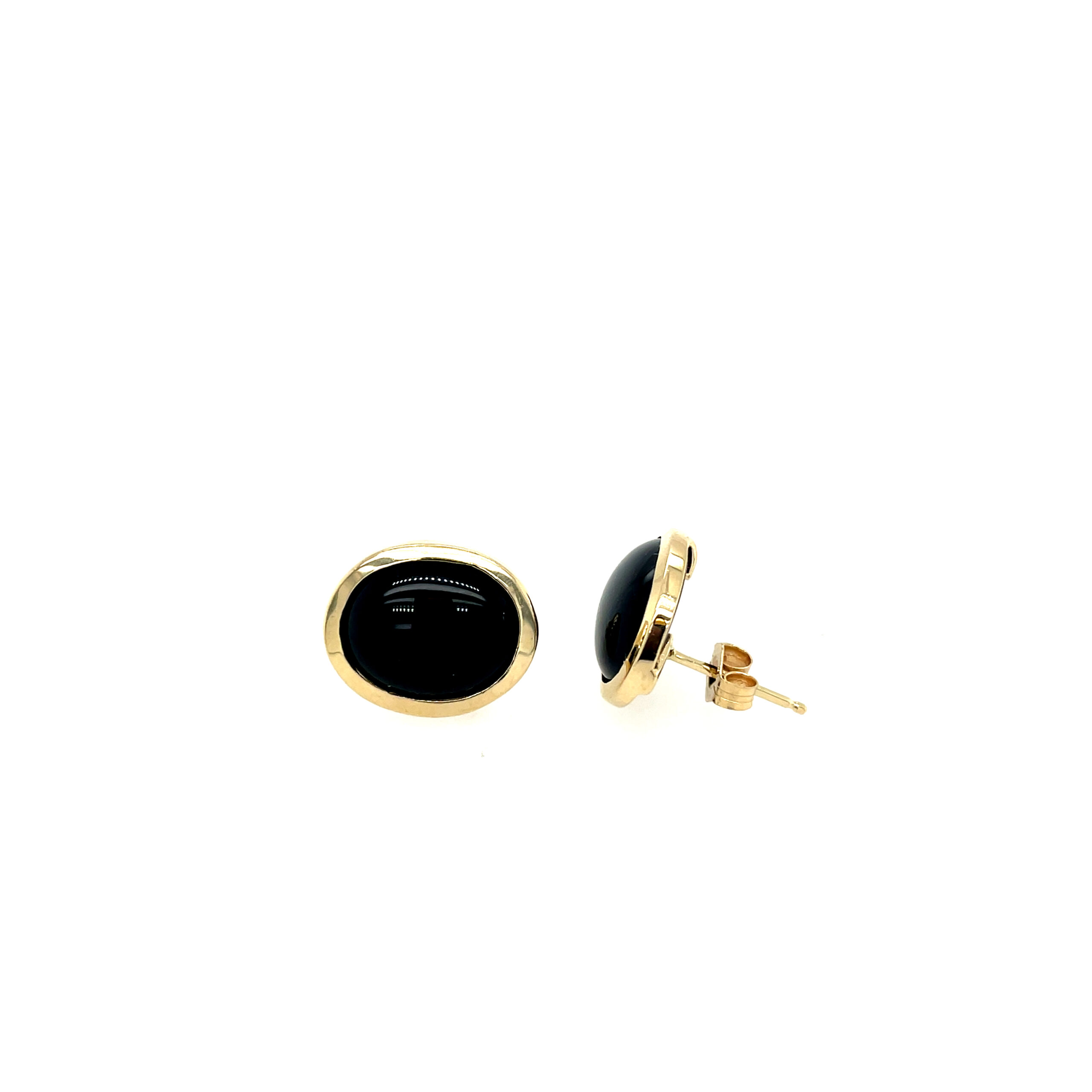 Estate: Yellow Gold and Onyx Earrings