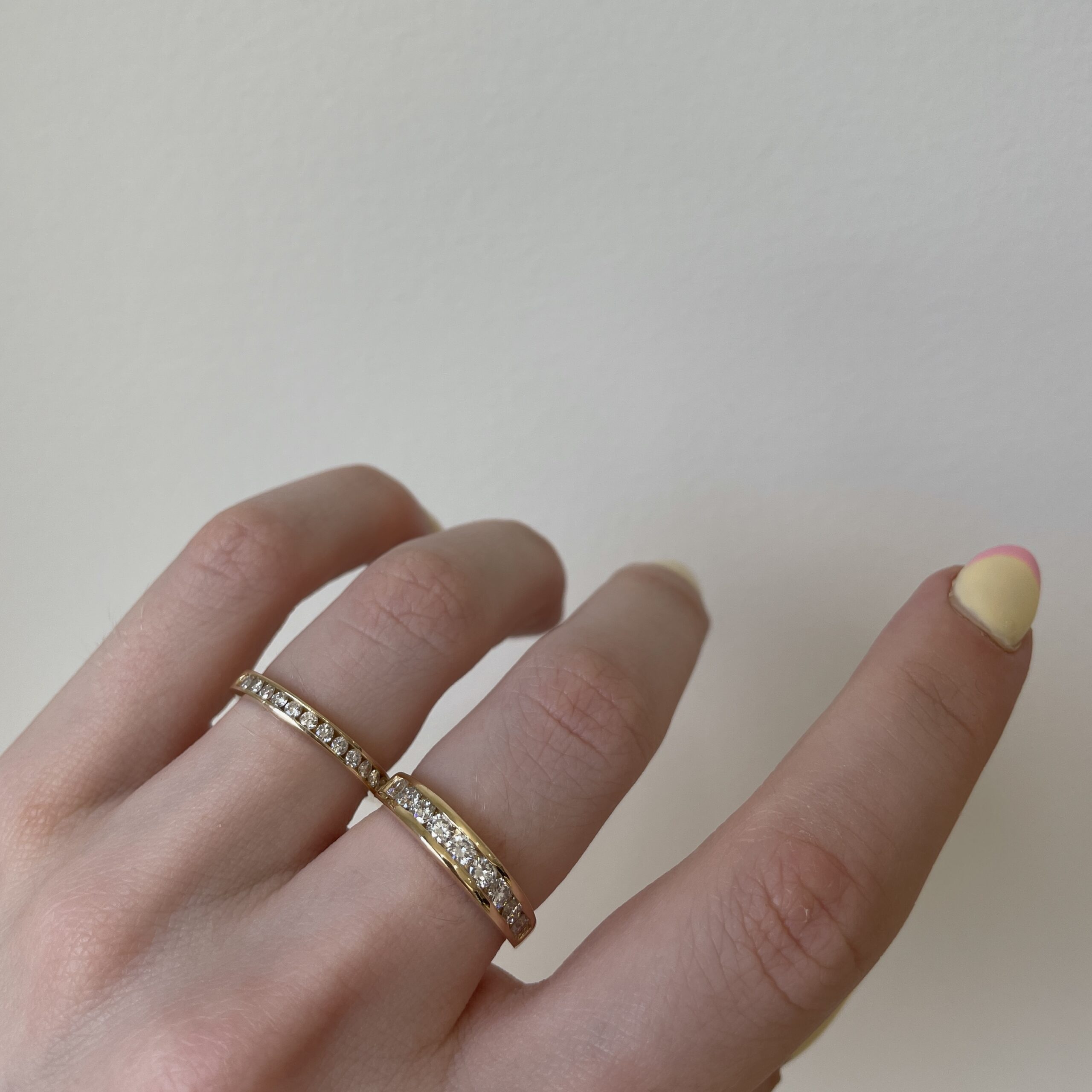 Estate: Yellow Gold Channel-Set Diamond Band