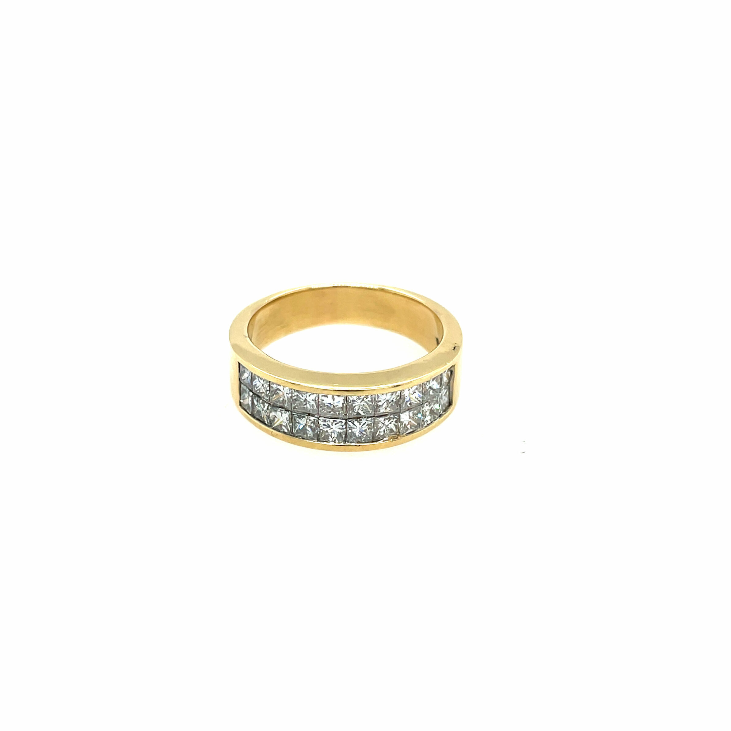 Estate: Yellow Gold Double Channel Set Diamond Ring