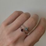 Sterling Silver Pear Garnet Stacking Ring