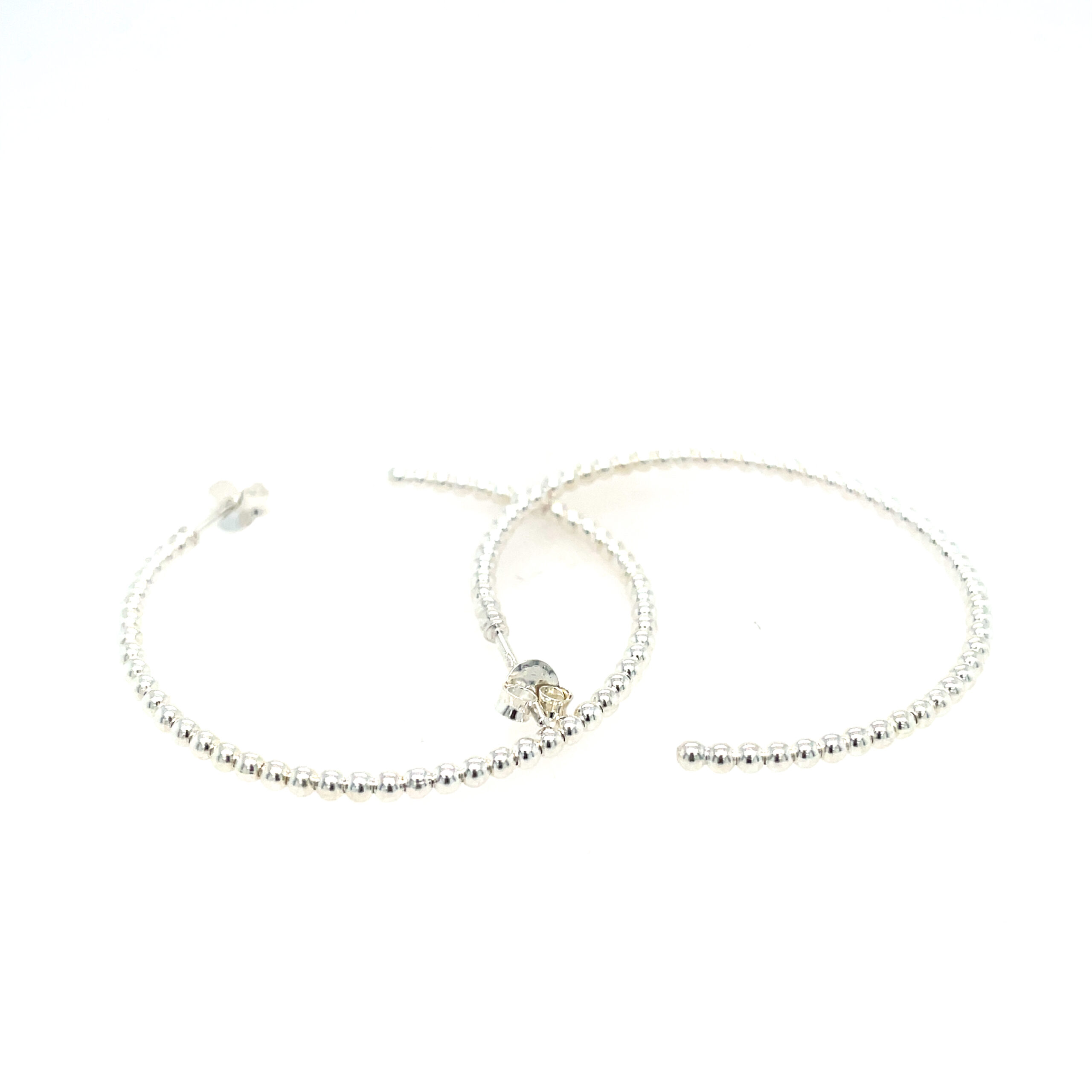 Sterling Silver Beaded Hoop Earrings