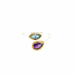 Sterling Silver Amethyst and Blue Topaz Bypass Ring