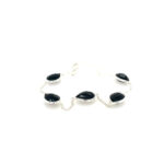 Sterling Silver Pear Onyx Station Bracelet