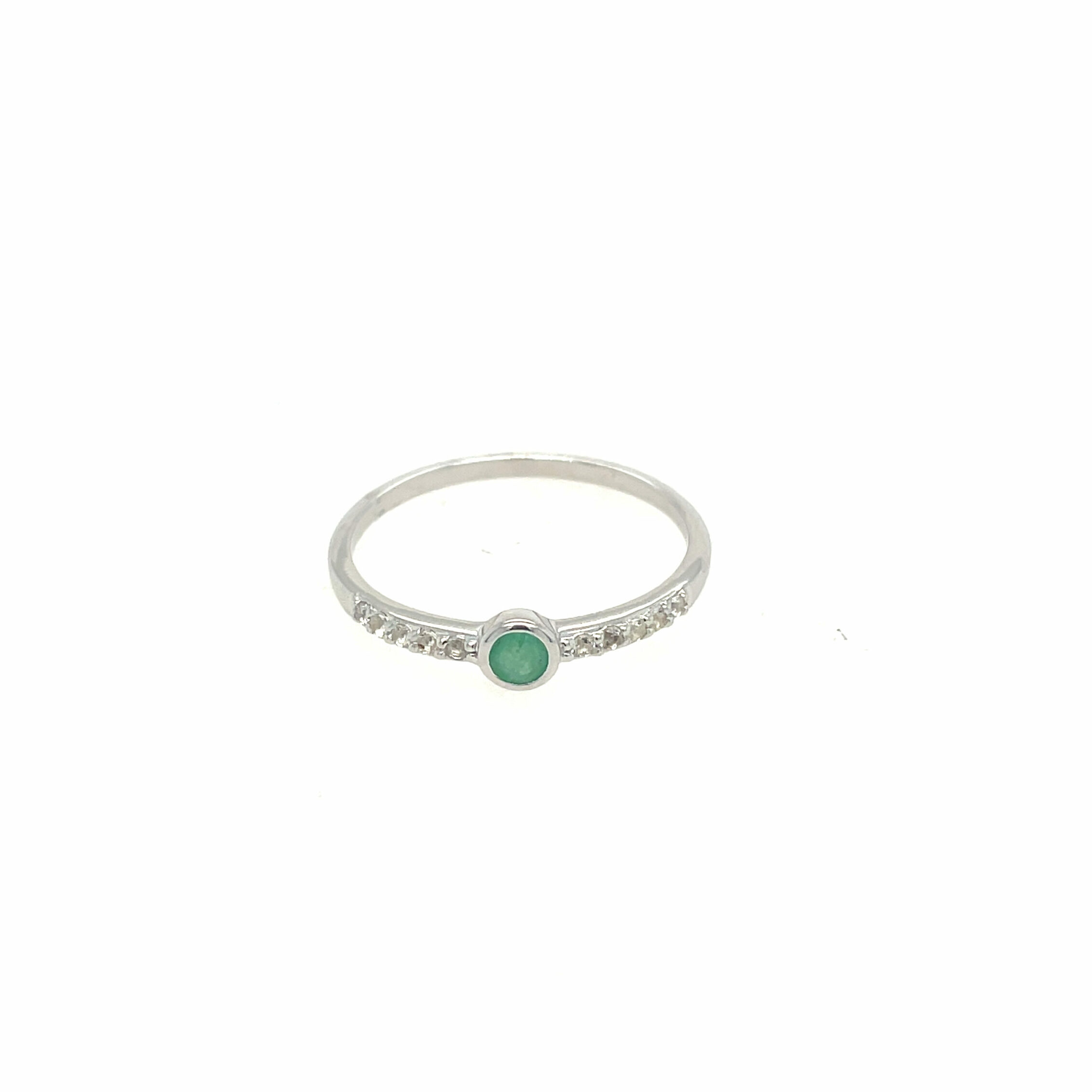 Sterling Silver Emerald Stacking Band