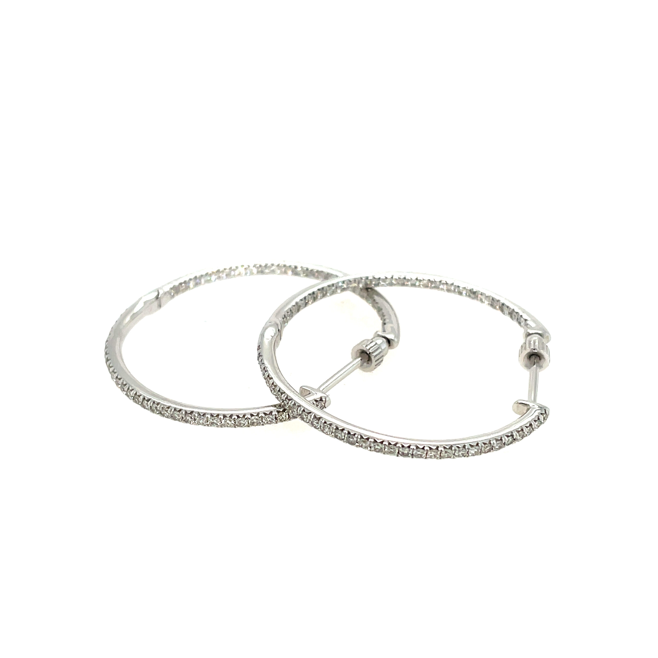 White Gold 30mm Diamond Hoops