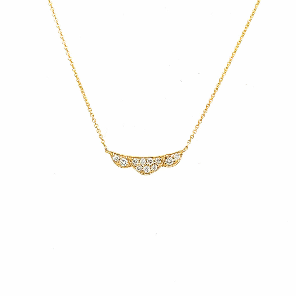 Yellow Gold Scalloped Diamond Necklace
