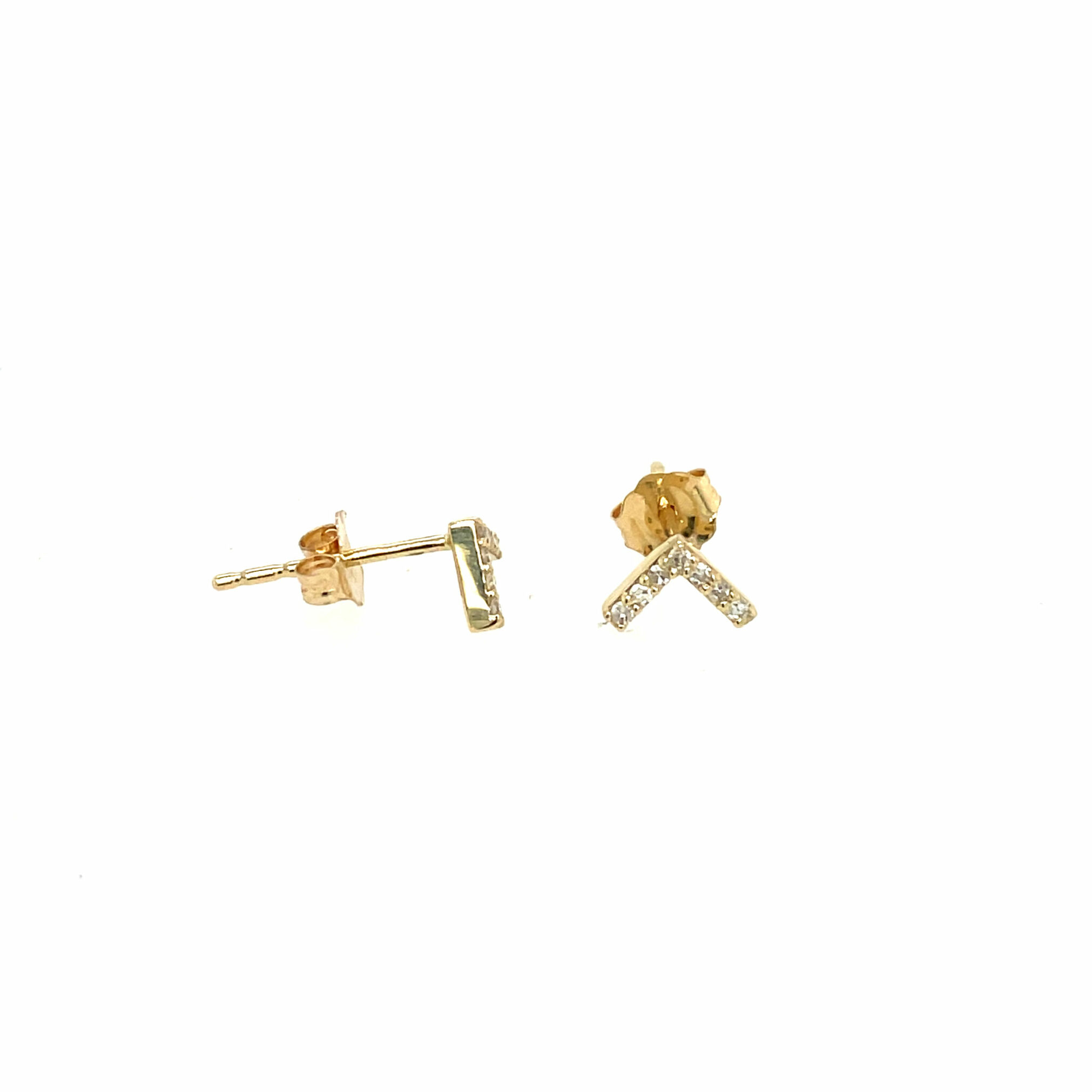 Yellow Gold Diamond Arrow Stud Earrings