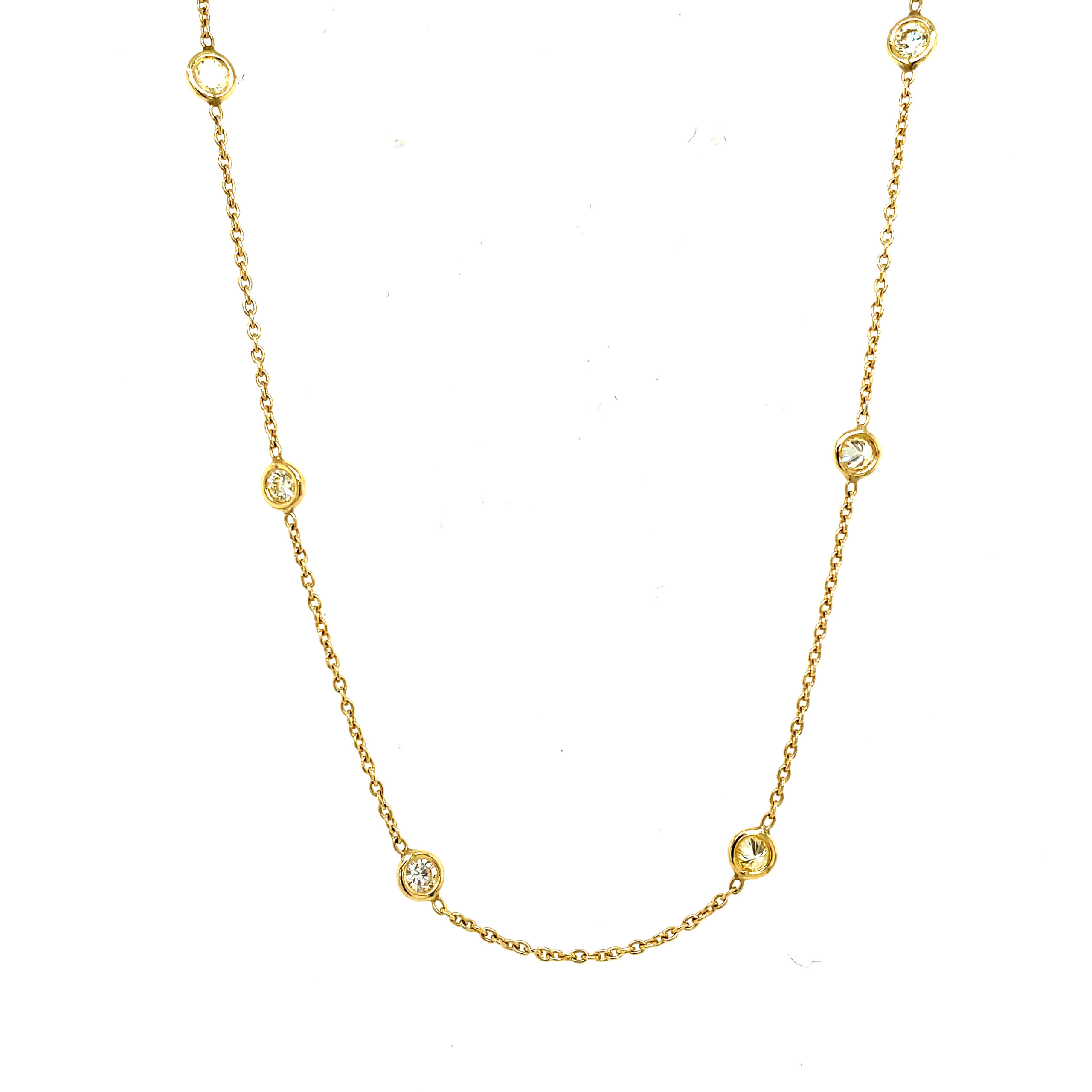 Yellow Gold Diamond Station Necklace