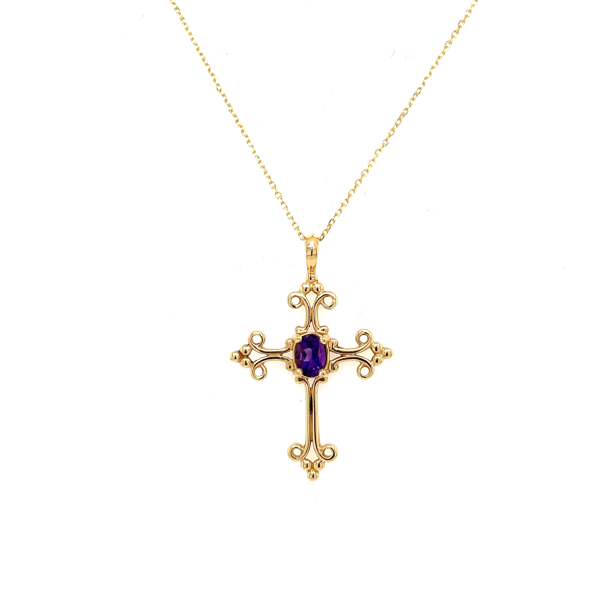 Estate: Yellow Gold Filigree Cross Pendant