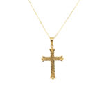 Estate: Yellow Gold Florentine Cross Pendant