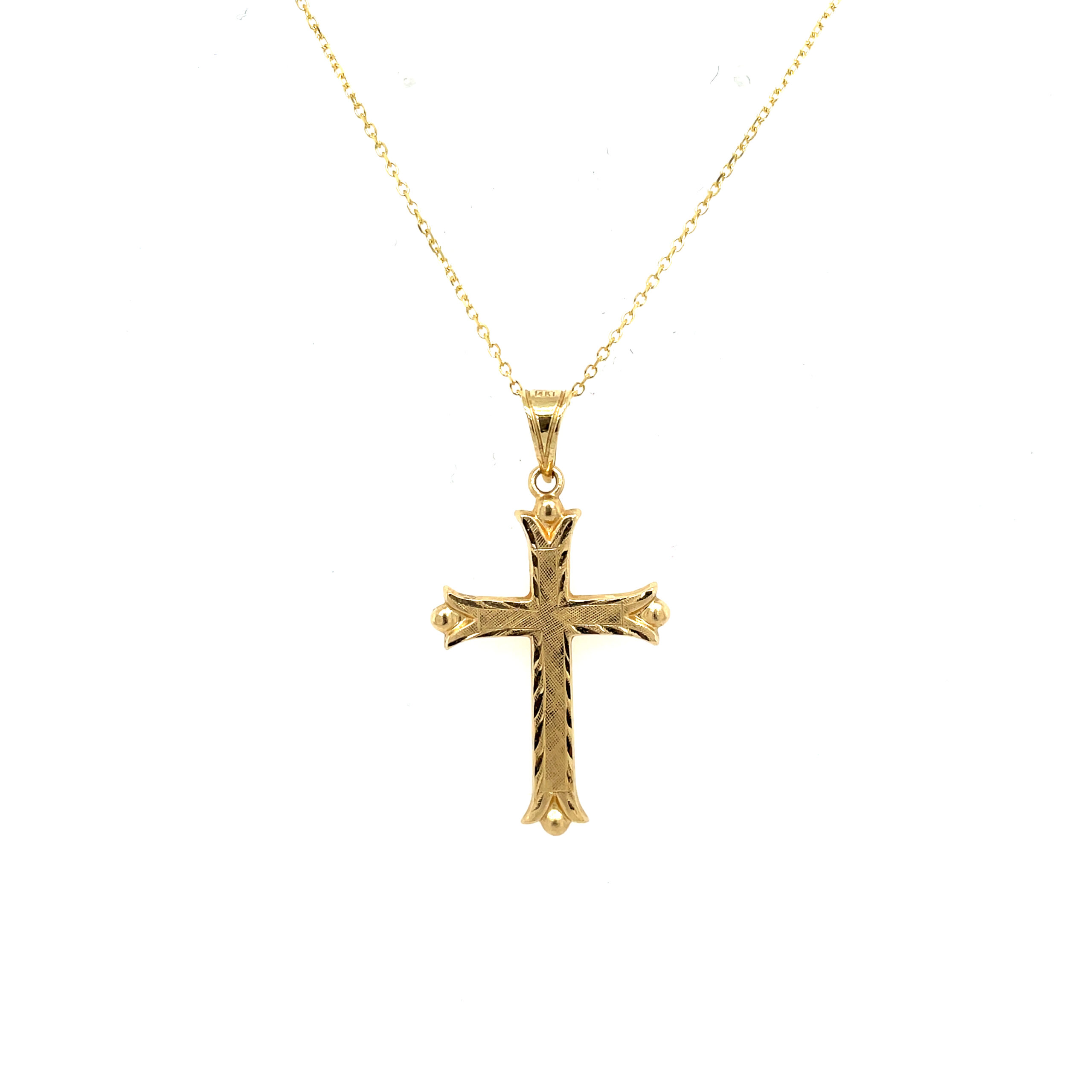 Estate: Yellow Gold Florentine Cross Pendant