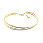 Estate: Yellow Gold Criss Cross Diamond Flex Bangle