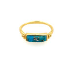 Sterling Silver Yellow Gold Plated Ring with Turquoise