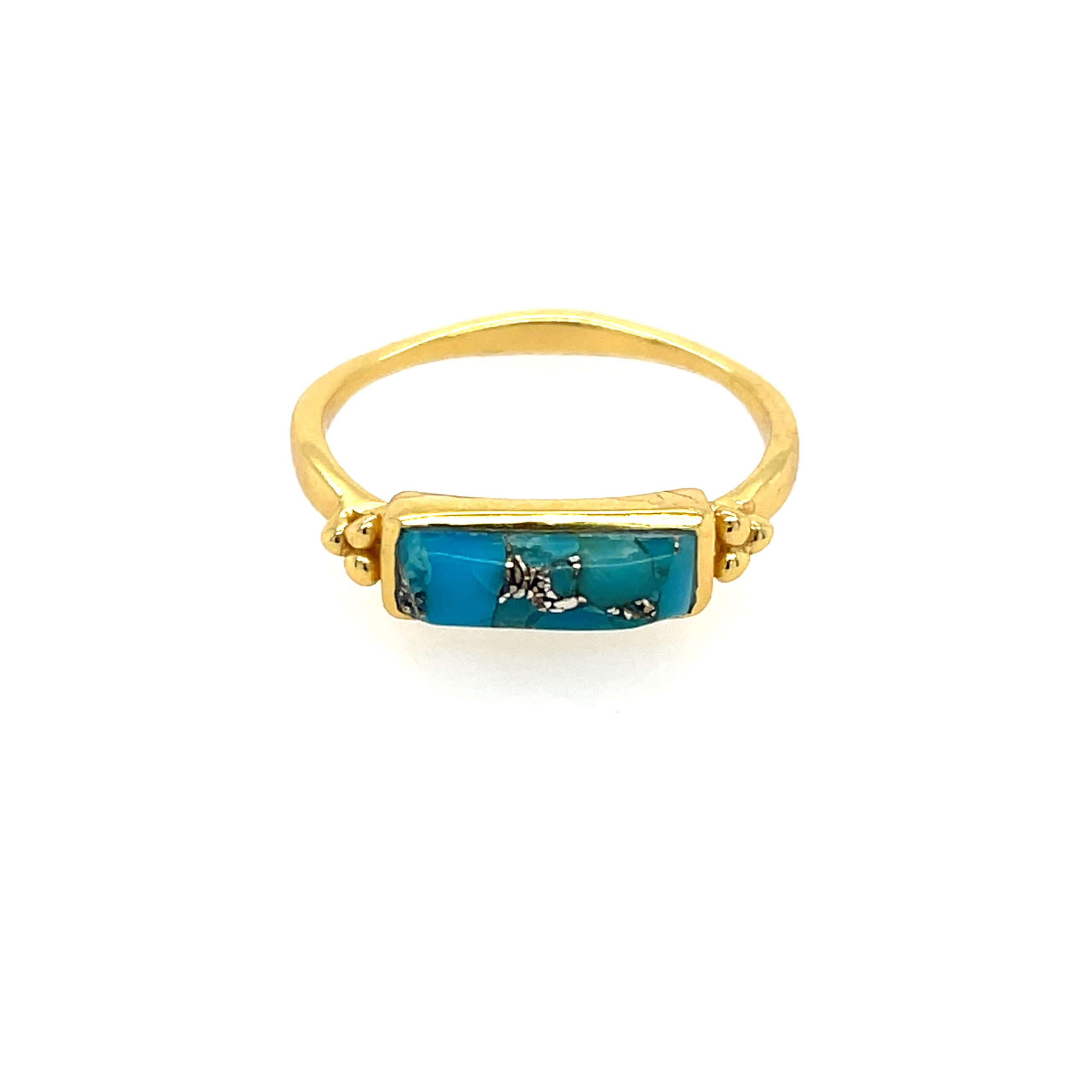 Sterling Silver Yellow Gold Plated Ring with Turquoise