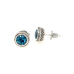 Sterling Silver Antique-Inspired Blue Topaz Earrings