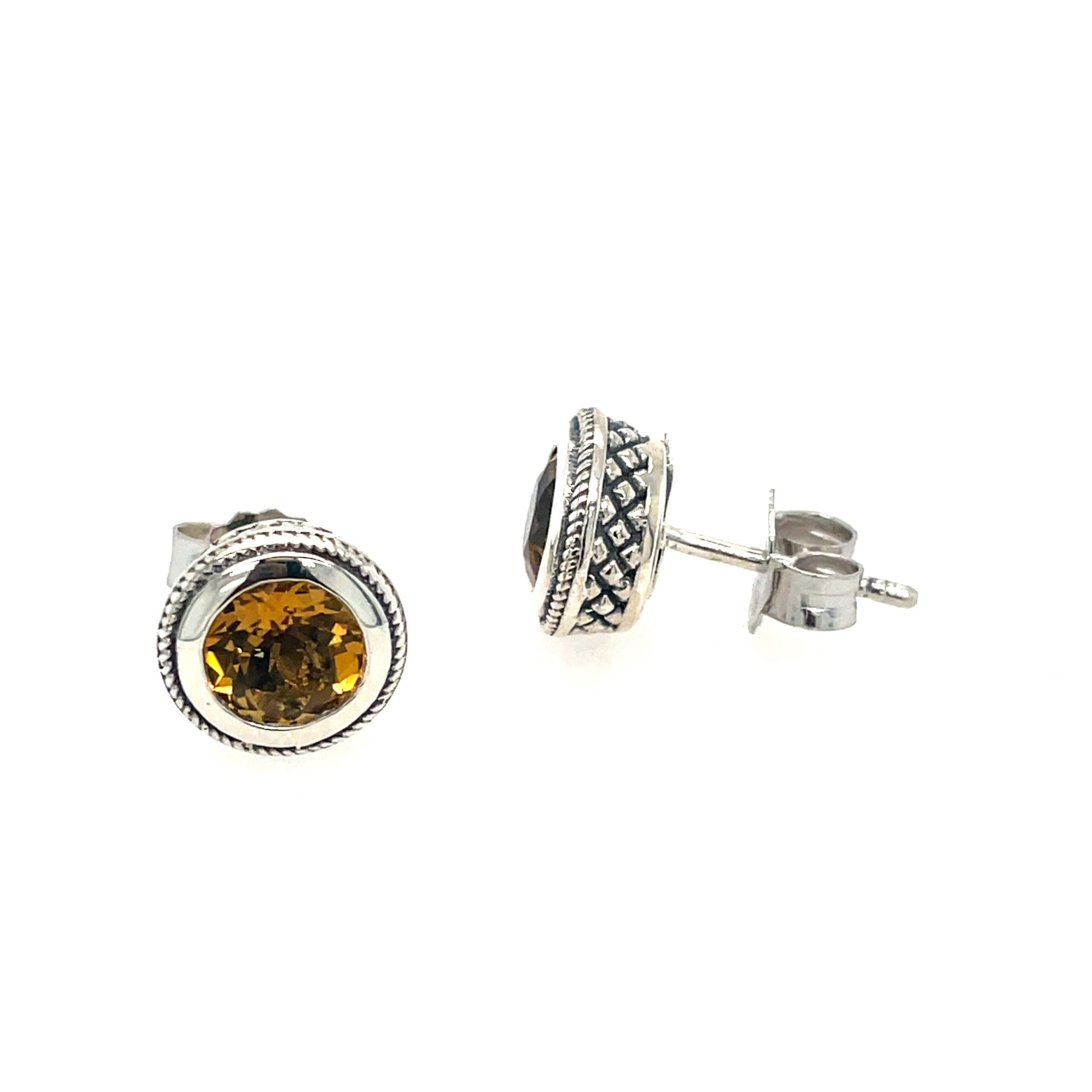 Sterling Silver Antique-Inspired Citrine Earrings