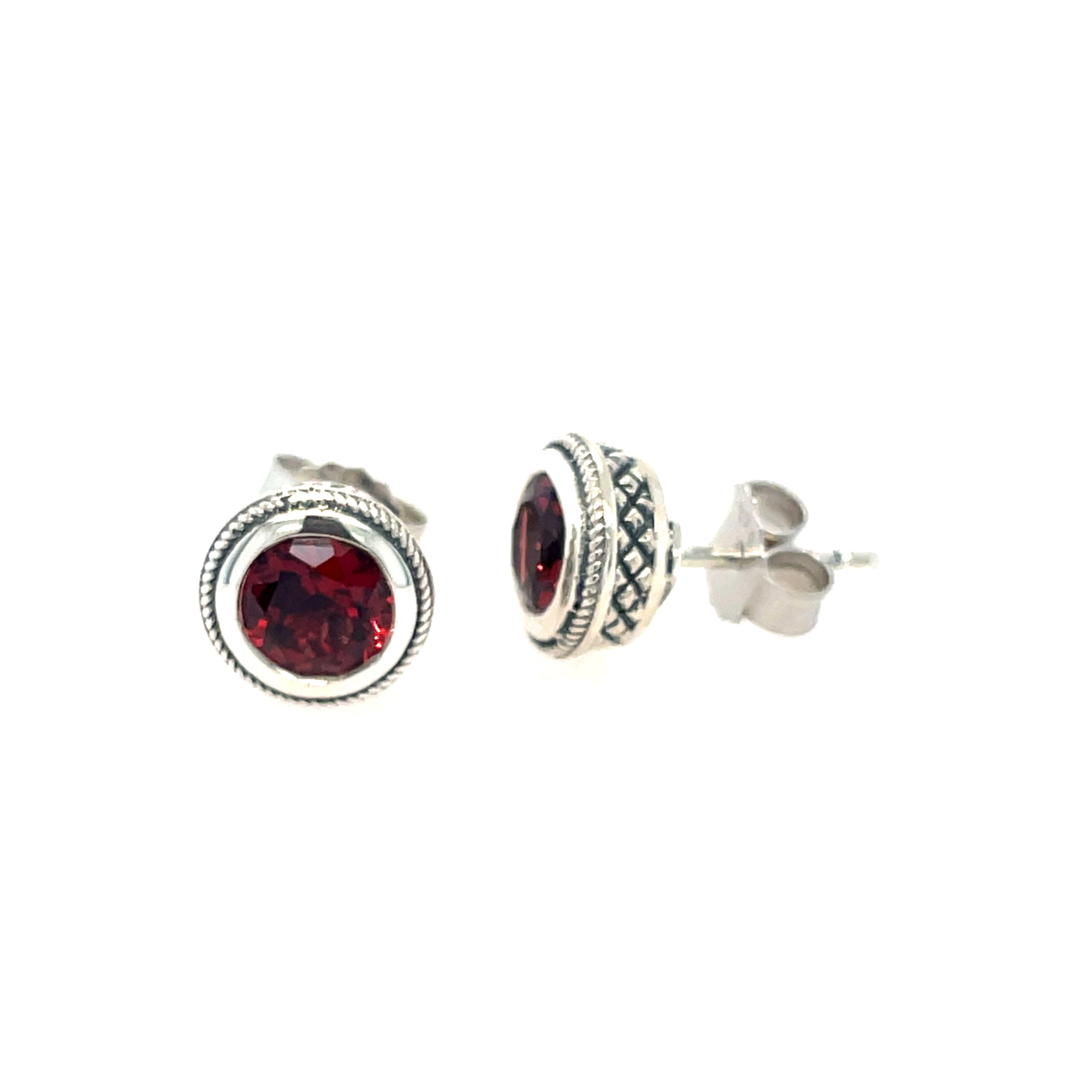 Sterling Silver Antique-Inspired Garnet Earrings