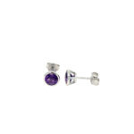 Sterling Silver Bezel Set Amethyst Earrings