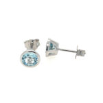 Sterling Silver Bezel Set Aquamarine Earrings